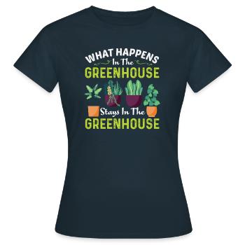 Greenhouse Gardener Gardening Bin on vacation - Women's T-Shirt - navy - Front - AI Model Female 172 dark (172cm)