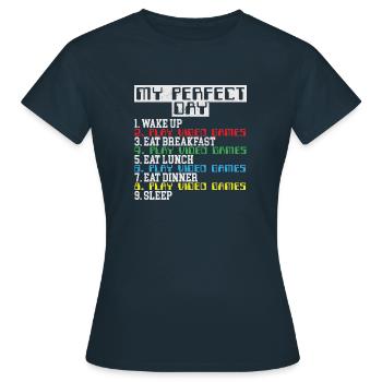 jeu vidéo jour manger dormir jeu jeu - T-shirt Femme - marine - Devant - AI Model Female 172 dark (172cm)