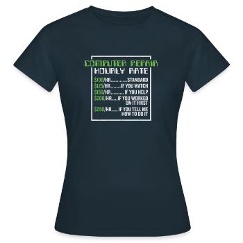 Ordinateur Réparation Spécialiste Informaticien Heures - T-shirt Femme - marine - Devant - AI Model Female 172 dark (172cm)