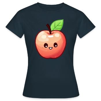 Kawaii Apfel: Fruchtig Süße Versuchung - Frauen T-Shirt - Navy - Vorne - AI Model Female 172 dark (172cm)