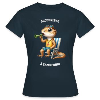 Lézard Secouriste - Collection métiers - T-shirt Femme - marine - Devant - AI Model Female 172 dark (172cm)