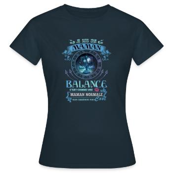 Balance, Signe Astrologique du Zodiaque - T-shirt Femme - marine - Devant - AI Model Female 172 dark (172cm)
