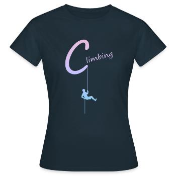 climbing, abseilen, klettern, kletterer - Frauen T-Shirt - Navy - Vorne - AI Model Female 172 dark (172cm)