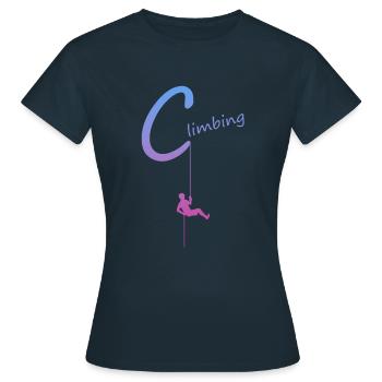 climbing, abseilen, klettern, kletterer - Frauen T-Shirt - Navy - Vorne - AI Model Female 172 dark (172cm)