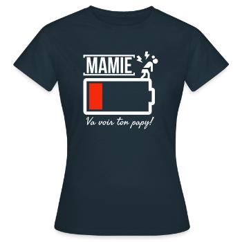 Mamie batterie faible, va voir ton papy! - T-shirt Femme - marine - Devant - AI Model Female 172 dark (172cm)