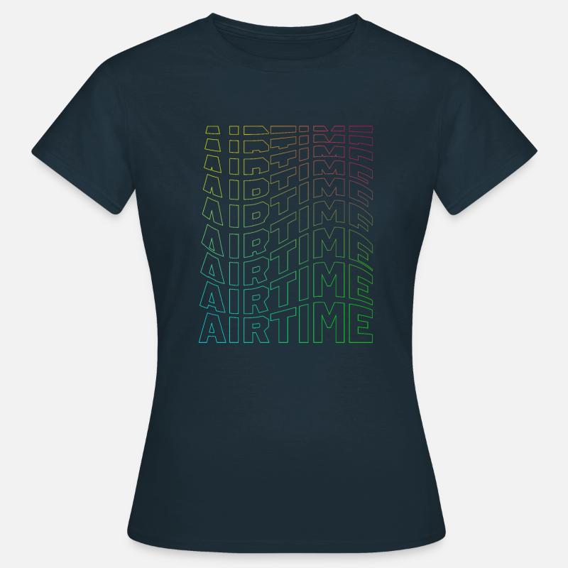 airtime textblock hollow wave rainbow - Frauen T-Shirt - Navy