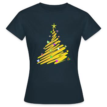 Christmas Hearts Tree - Women's T-Shirt - navy - Front - AI Model Female 172 dark (172cm)