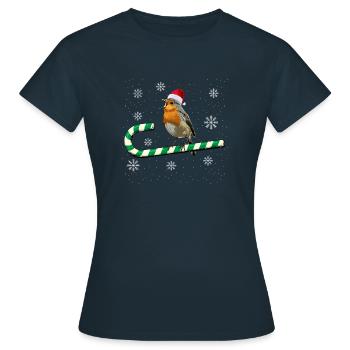Rotkehlchen Weihnachten Vogel Beobachten Singvögel - Frauen T-Shirt - Navy - Vorne - AI Model Female 172 dark (172cm)