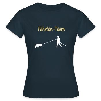 Faehrtenhund_cb - Frauen T-Shirt - Navy - Vorne - AI Model Female 172 dark (172cm)