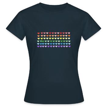Couleurs arc-en-ciel rideau cœur pour le mois de la fierté LGBT - T-shirt Femme - marine - Devant - AI Model Female 172 dark (172cm)