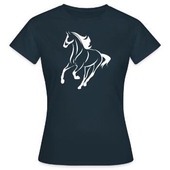 Abbildung Pferd Weiß - Frauen T-Shirt - Navy - Vorne - AI Model Female 172 dark (172cm)