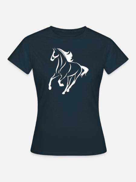 Abbildung Pferd Weiß - Frauen T-Shirt - Navy
