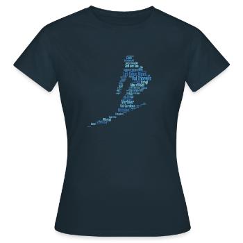 Skigebiete, Wortwolke, Skifahrer - Frauen T-Shirt - Navy - Vorne - AI Model Female 172 dark (172cm)