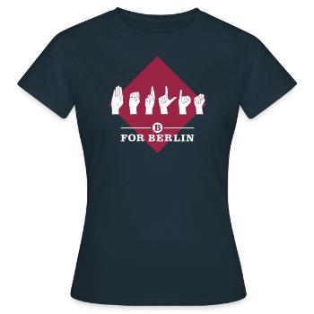 B for Berlin - Gebärde - Farbkombi frei wählbar! - Frauen T-Shirt - Navy - Vorne - AI Model Female 172 dark (172cm)