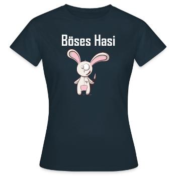 Méchant Hasi Shirt · Amis des animaux · Trend Doux Cadeau - T-shirt Femme - marine - Devant - AI Model Female 172 dark (172cm)