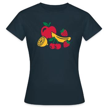 Obst - Frauen T-Shirt - Navy - Vorne - AI Model Female 172 dark (172cm)