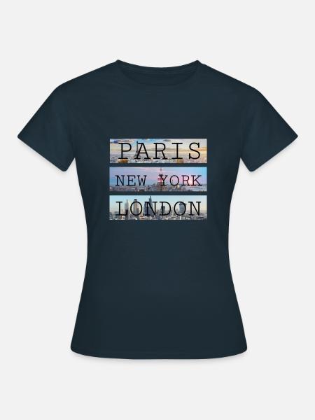 Städte Paris New York London - Frauen T-Shirt - Navy