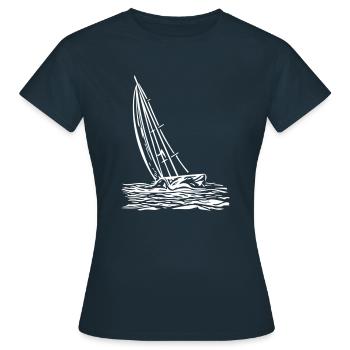 Segelboot am Wind - Frauen T-Shirt - Navy - Vorne - AI Model Female 172 dark (172cm)