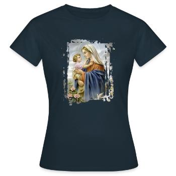 Holly Mary Maria Madonna Mariana Vierge Marie - T-shirt Femme - marine - Devant - AI Model Female 172 dark (172cm)
