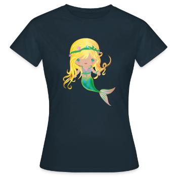 Mermaid Blonde Pink - Merrjungfrau blond - Frauen T-Shirt - Navy - Vorne - AI Model Female 172 dark (172cm)