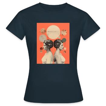 Zwillinge - Frauen T-Shirt - Navy - Vorne - AI Model Female 172 dark (172cm)