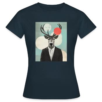 Collage surréaliste de rennes - T-shirt Femme - marine - Devant - AI Model Female 172 dark (172cm)