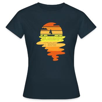 SOMMERZEIT - Frauen T-Shirt - Navy - Vorne - AI Model Female 172 dark (172cm)