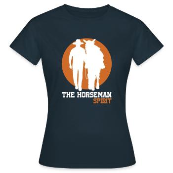 Cowboy Horse Silhouette | Horseman Spirit (White) - Women's T-Shirt - navy - Front - AI Model Female 172 dark (172cm)