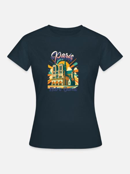 Urban Retro Dreams – NOTRE DAME - Paris - Frauen T-Shirt - Navy