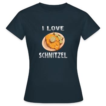 J'aime schnitzel - T-shirt Femme - marine - Devant - AI Model Female 172 dark (172cm)
