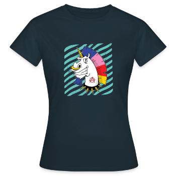 Einhorn Punk Circle-A Anarchie Symbol - Frauen T-Shirt - Navy - Vorne - AI Model Female 172 dark (172cm)