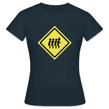 party train roadsign - T-shirt Femme - marine - Devant - AI Model Female 172 dark (172cm)