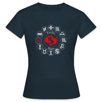 Sternzeichen Fische - Frauen T-Shirt - Navy - Vorne - AI Model Female 172 dark (172cm)