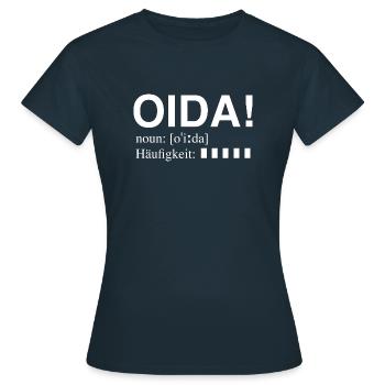 OIDA - Viennese slang - Women's T-Shirt - navy - Front - AI Model Female 172 dark (172cm)