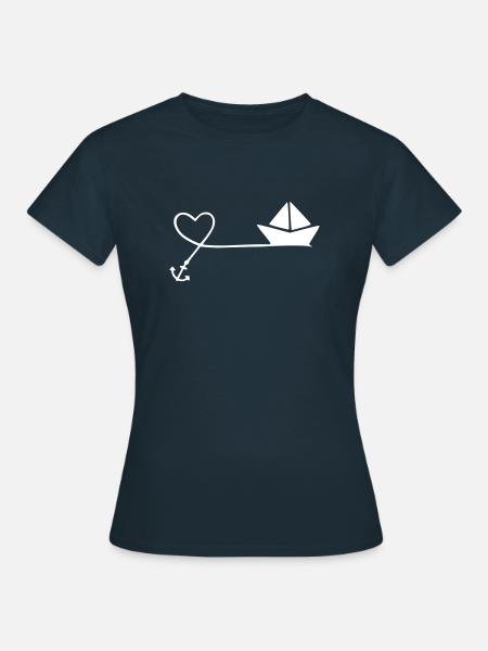 maritim herz anker boot - Frauen T-Shirt - Navy