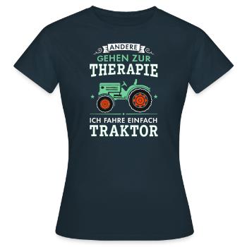 Traktor Schlepper Trecker Therapie Geschenk - Frauen T-Shirt - Navy - Vorne - AI Model Female 172 dark (172cm)