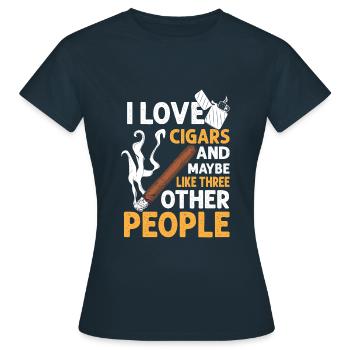 I Love Cigars And 3 People Funny Cigar Lover - Frauen T-Shirt - Navy - Vorne - AI Model Female 172 dark (172cm)