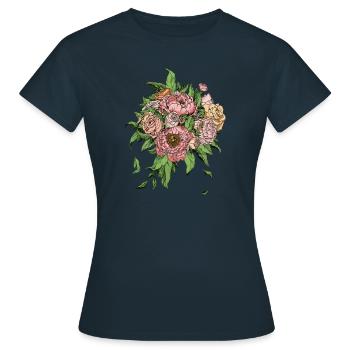 Les fleurs sont le sourire de la terre. Ralph Waldo Emer - T-shirt Femme - marine - Devant - AI Model Female 172 dark (172cm)