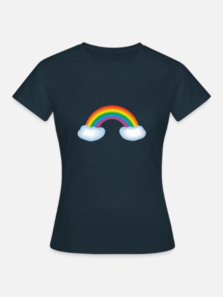 Regenbogen mit Wolken - Frauen T-Shirt - Navy