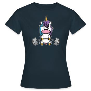 Einhorn fitness bodybuilding yoga gym geschenk - Frauen T-Shirt - Navy - Vorne - AI Model Female 172 dark (172cm)