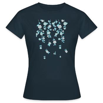 Fleurs, aquarelle, peinture, aquarelle, bleu - T-shirt Femme - marine - Devant - AI Model Female 172 dark (172cm)