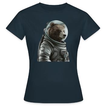 Nachdenklicher Braunbär Astronaut - Frauen T-Shirt - Navy - Vorne - AI Model Female 172 dark (172cm)
