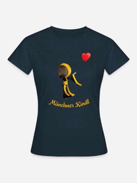 Münchner Kindl mit Herz-Luftballon - Frauen T-Shirt - Navy