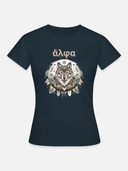 Alpha Wolve - Boho Mandala Design - Frauen T-Shirt - Navy