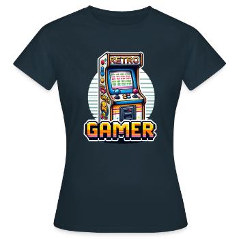 Retro Gamer - Frauen T-Shirt - Navy - Vorne - AI Model Female 172 dark (172cm)