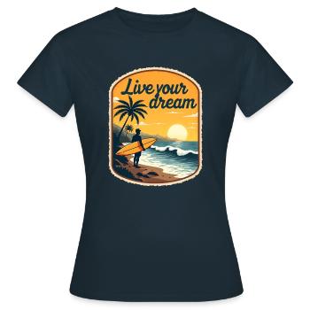 Surf Inspiration retro Vivez votre rêve - T-shirt Femme - marine - Devant - AI Model Female 172 dark (172cm)