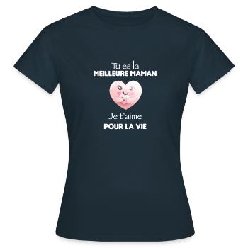 Meilleure maman je t'aime pour la vie - T-shirt Femme - marine - Devant - AI Model Female 172 dark (172cm)
