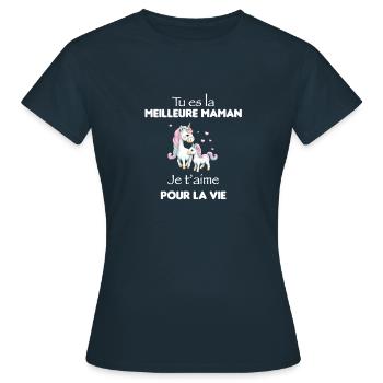 Maman licorne coeur rose - T-shirt Femme - marine - Devant - AI Model Female 172 dark (172cm)