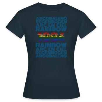 Regenbogen Rainbow arc en ciel 1994 - Frauen T-Shirt - Navy - Vorne - AI Model Female 172 dark (172cm)