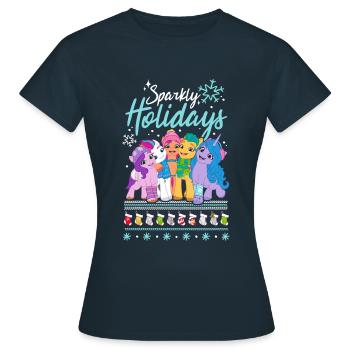 My little Pony Sparkly Holidays - Frauen T-Shirt - Navy - Vorne - AI Model Female 172 dark (172cm)